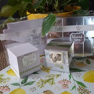 20 White & Silver Gift Boxes Favor Boxes Treat Boxes 2"x2"x2" in